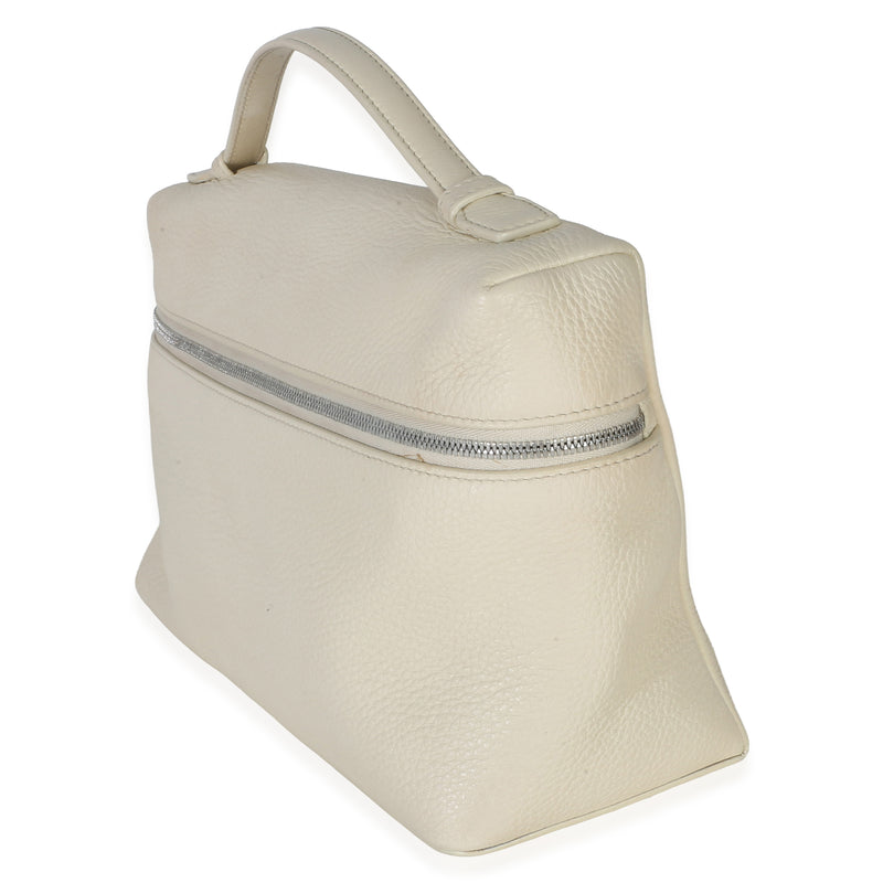 Loro Piana Cream Grained Calfskin Extra Pocket L27 Neutral Leather Handbag
