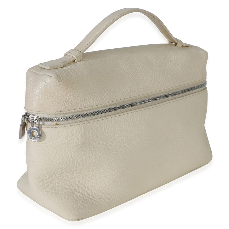 Loro Piana Cream Grained Calfskin Extra Pocket L27 Neutral Leather Handbag