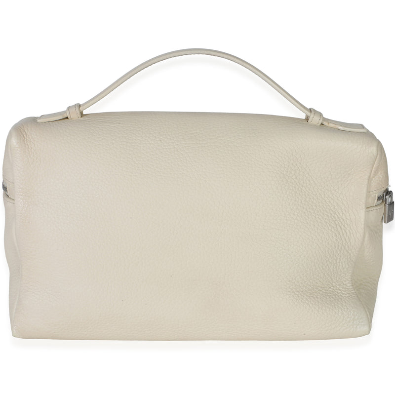 Loro Piana Cream Grained Calfskin Extra Pocket L27 Neutral Leather Handbag