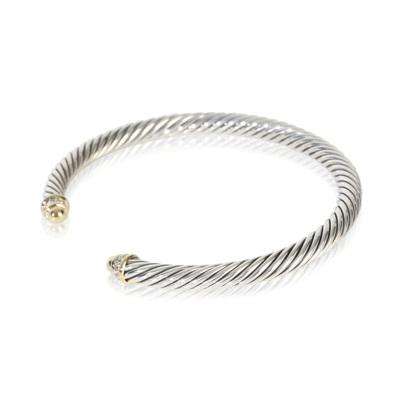 David Yurman Yellow Gold & Sterling Silver Diamond Cable Classic Bracelet 18k