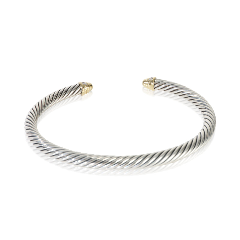 David Yurman Yellow Gold & Sterling Silver Diamond Cable Classic Bracelet 18k