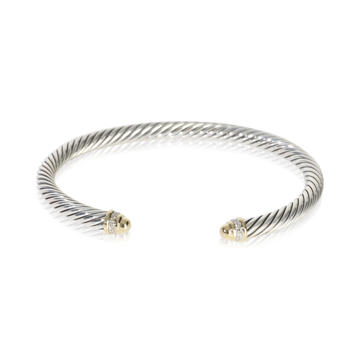 David Yurman Yellow Gold & Sterling Silver Diamond Cable Classic Bracelet 18k