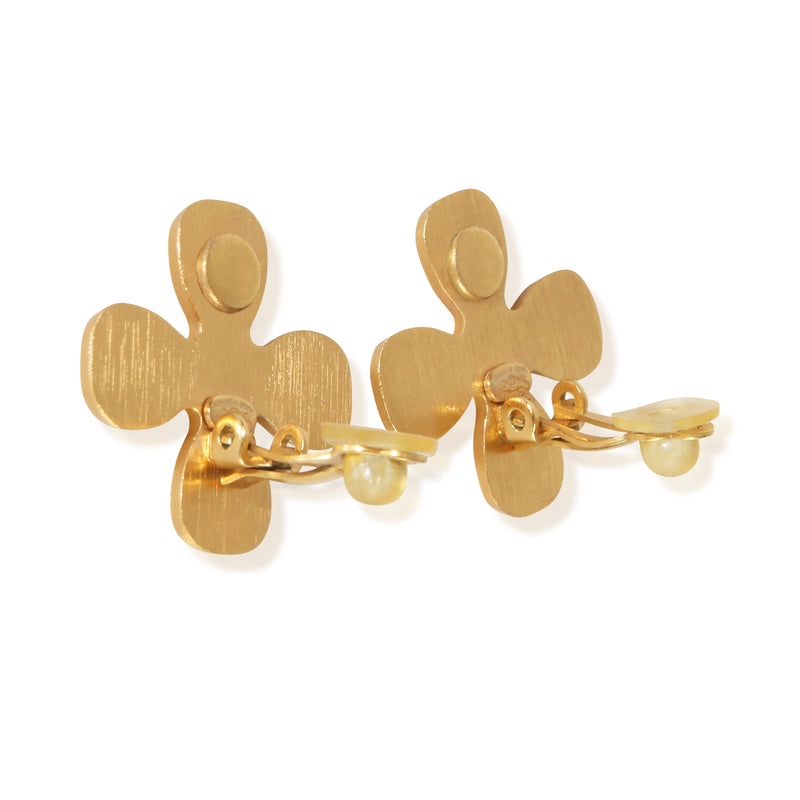 Chanel Gold-Plated 2001 Clover Earrings