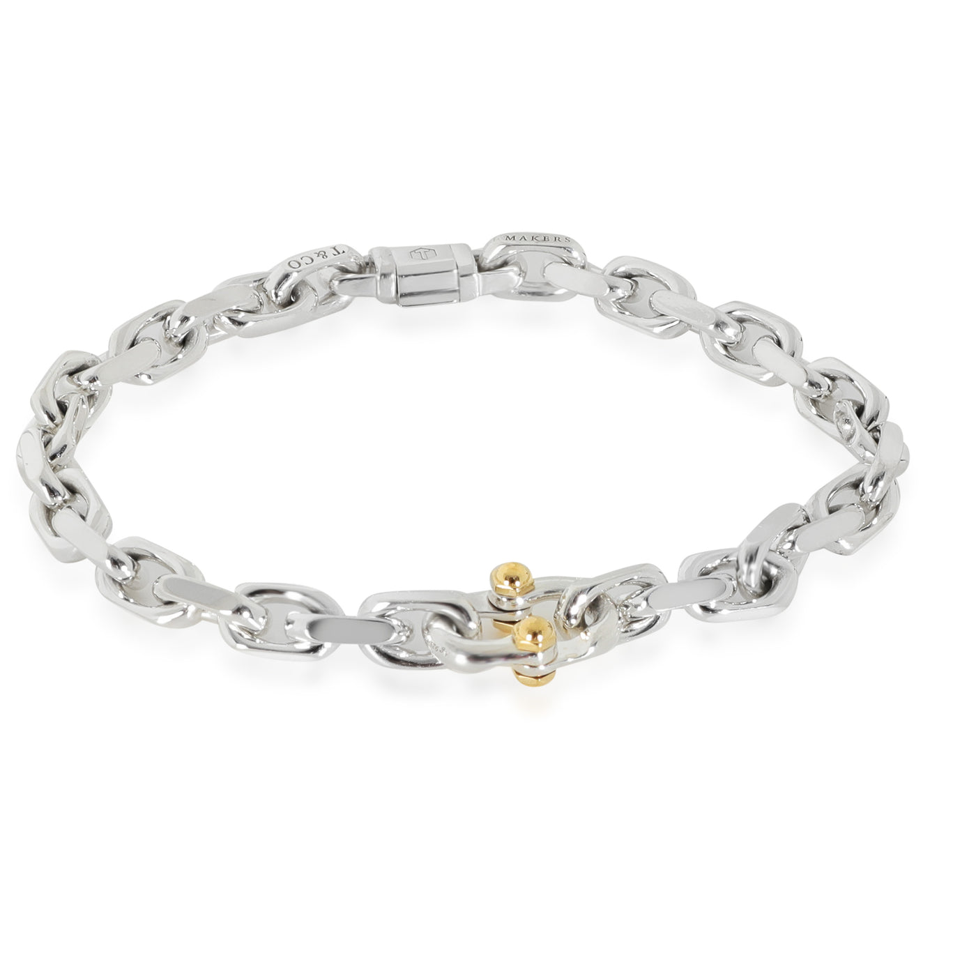 Tiffany & Co. Yellow Gold Sterling Silver Makers Mark Bracelet 18k