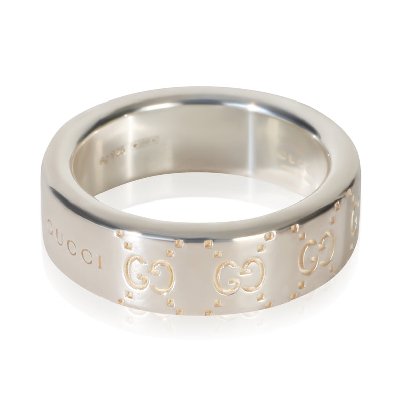 Gucci Sterling Silver 6mm Signature Ring 925