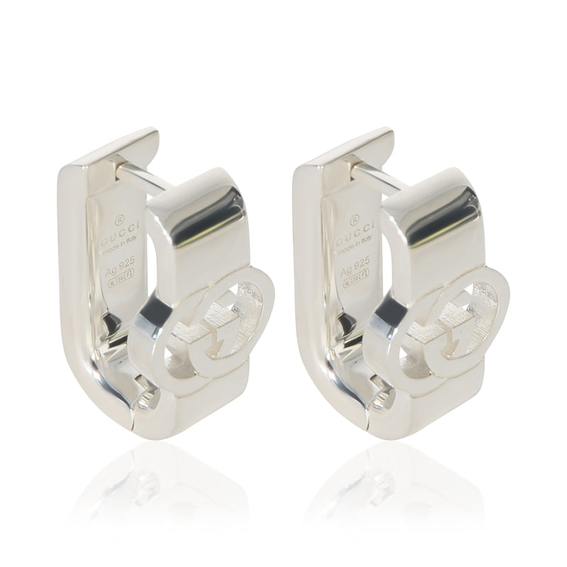 Gucci Sterling Silver Interlocking G Hoop Earrings 925