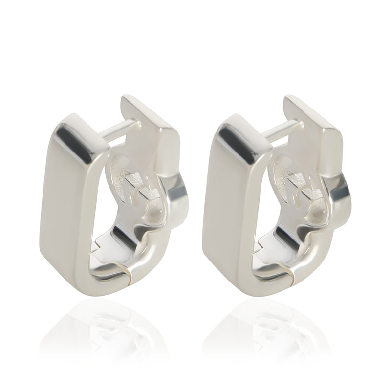 Gucci Sterling Silver Interlocking G Hoop Earrings 925
