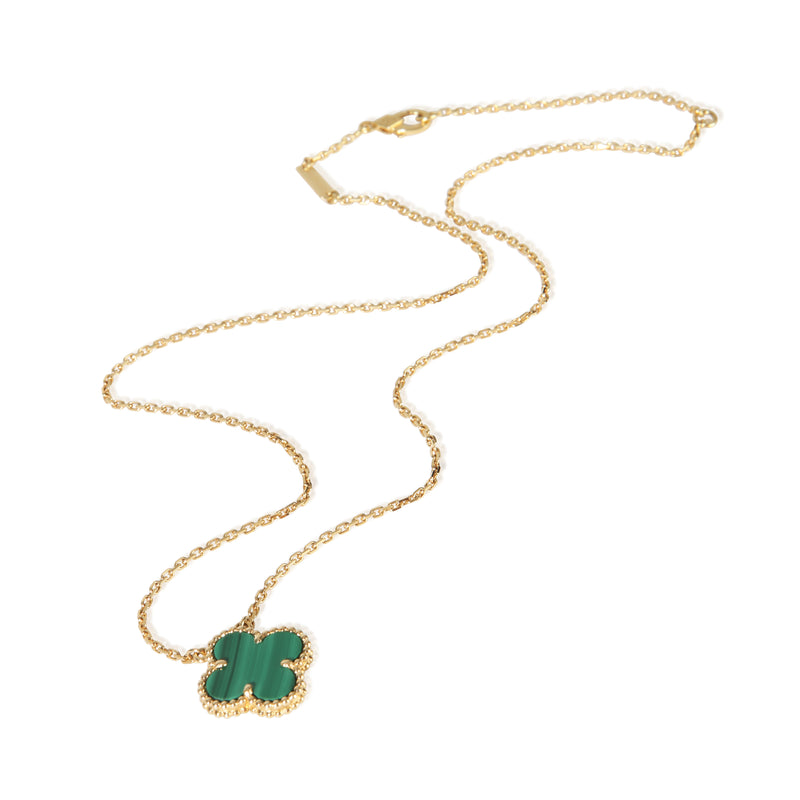 Van Cleef & Arpels Yellow Gold Malachite Vintage Alhambra Pendant 18k