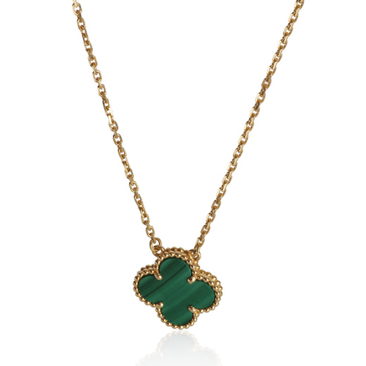 Van Cleef & Arpels Yellow Gold Malachite Vintage Alhambra Pendant 18k