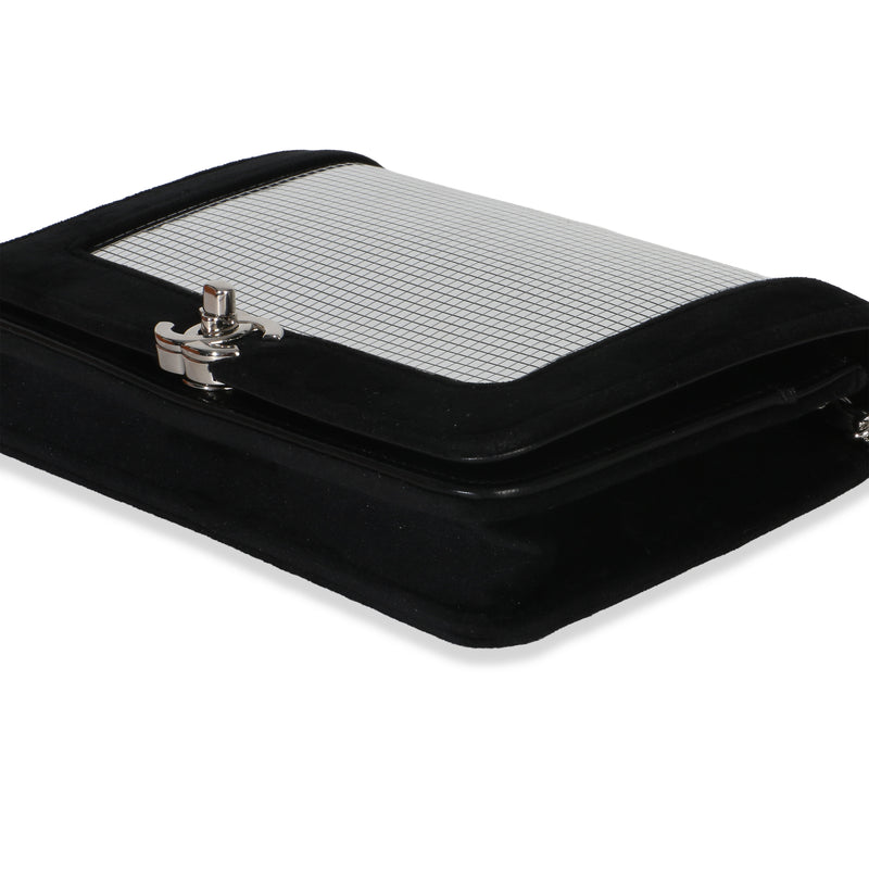 Chanel Black Velvet Mirror Sequin Wallet On Chain Bag Black, Metallic Handbag