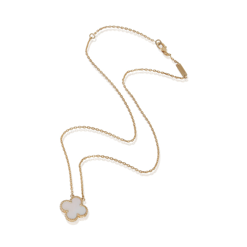Van Cleef & Arpels Yellow Gold Mother Of Pearl Vintage Alhambra Pendant 18k