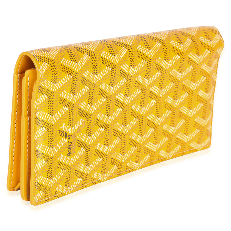 Goyard Yellow Goyardine Canvas Richelieu Wallet Coated Handbag