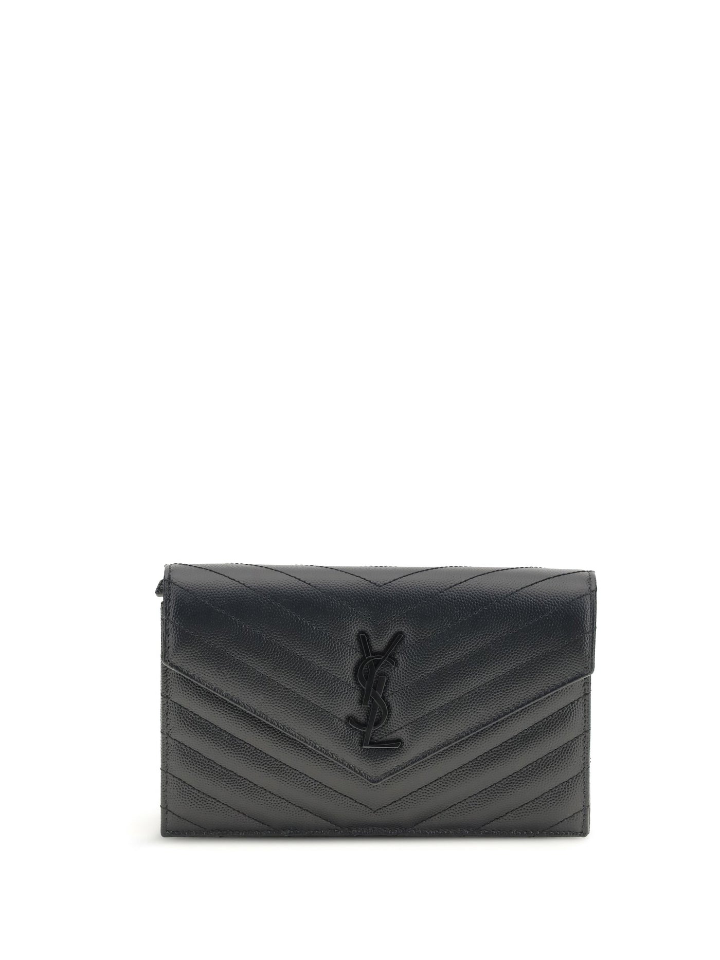 Saint Laurent Cassandre Shoulder Bag — Black Calf Leather Bos Taurus
