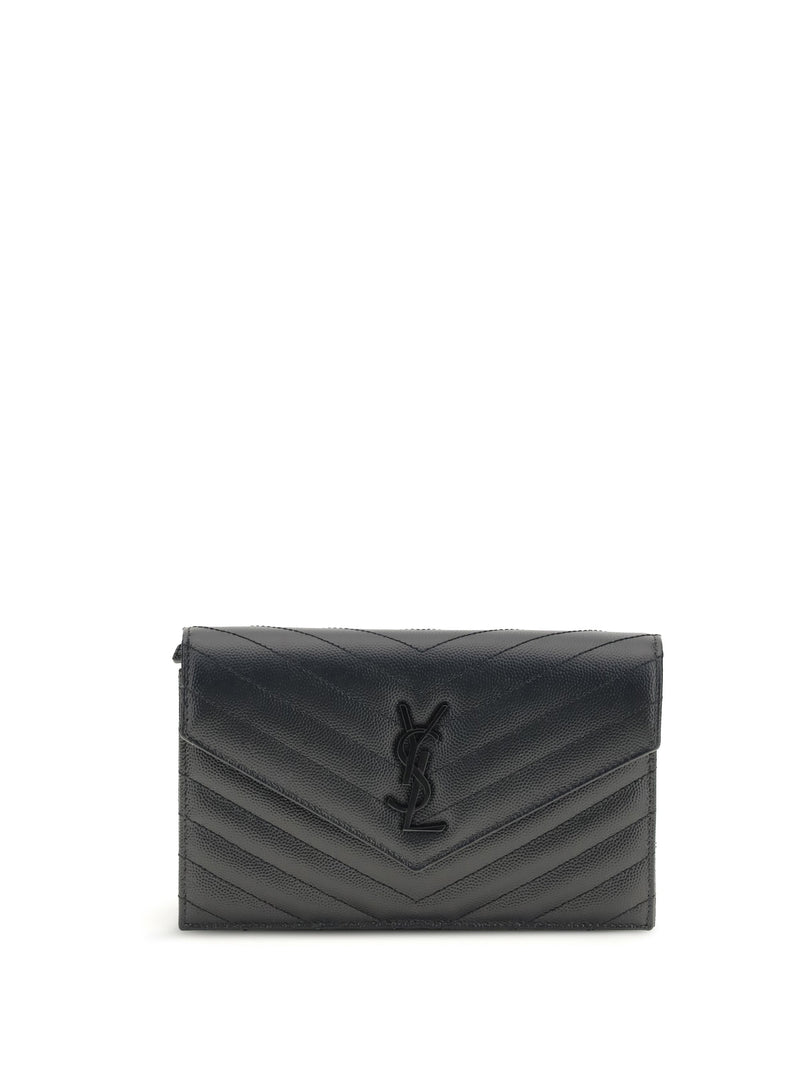 Saint Laurent Cassandre Shoulder Bag — Black Calf Leather