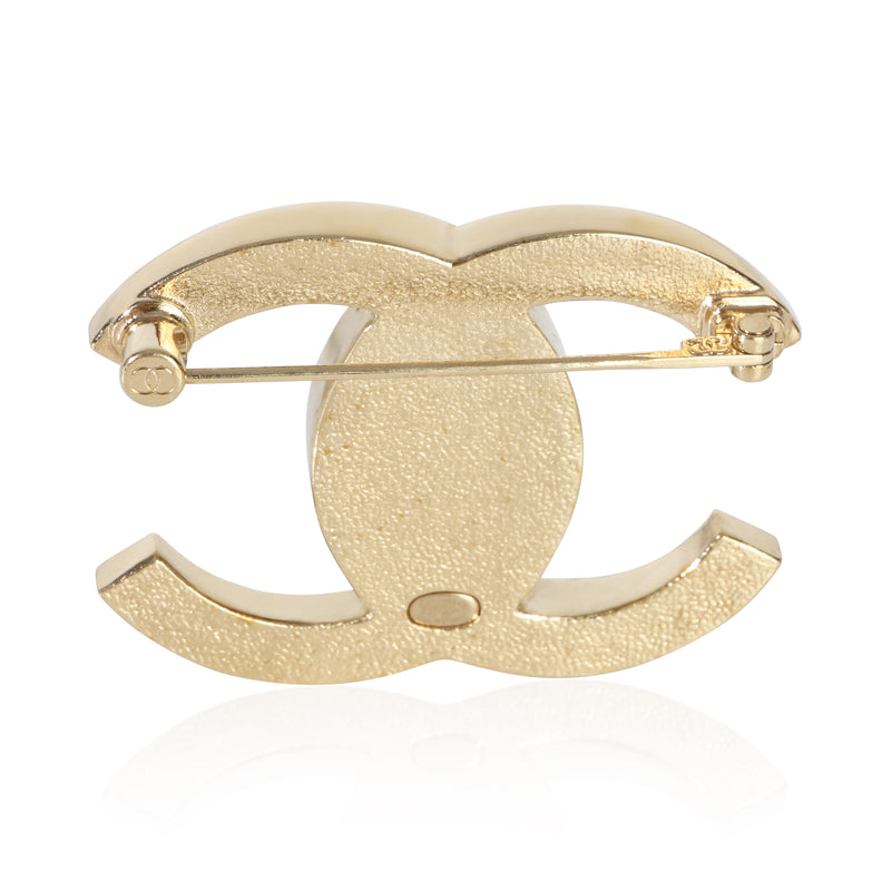 Chanel Gold-Plated 2021 Faux Pearl & Strass Cc Brooch