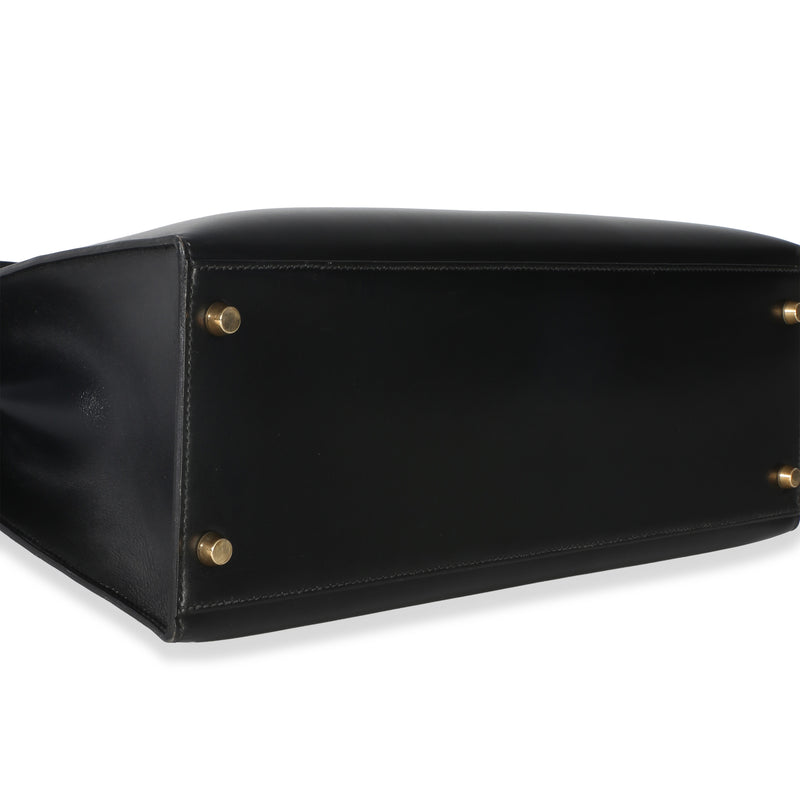 Hermès Vintage Black Box Sellier Kelly 35 Ghw Leather Handbag