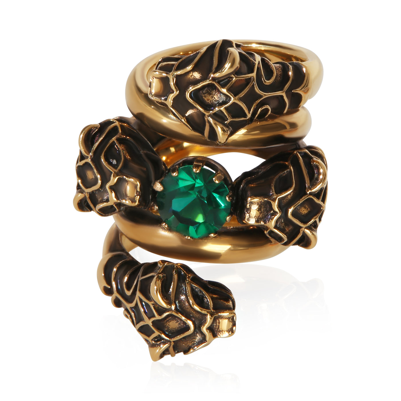 Gucci Gold-Plated Tigers Hear Wrap Ring