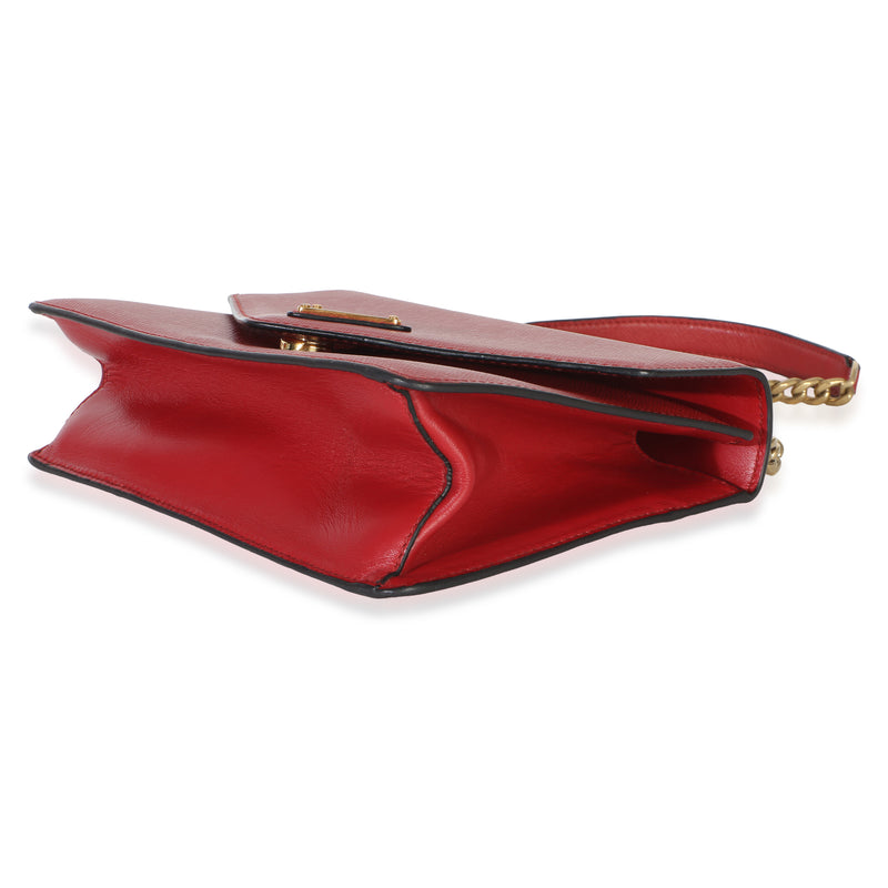 Prada Red Saffiano Envelope Flap Chain Shoulder Bag Leather Handbag