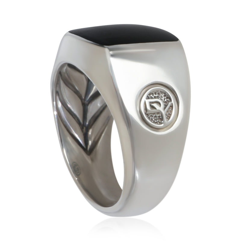 David Yurman Sterling Silver Onyx Signet Ring 925