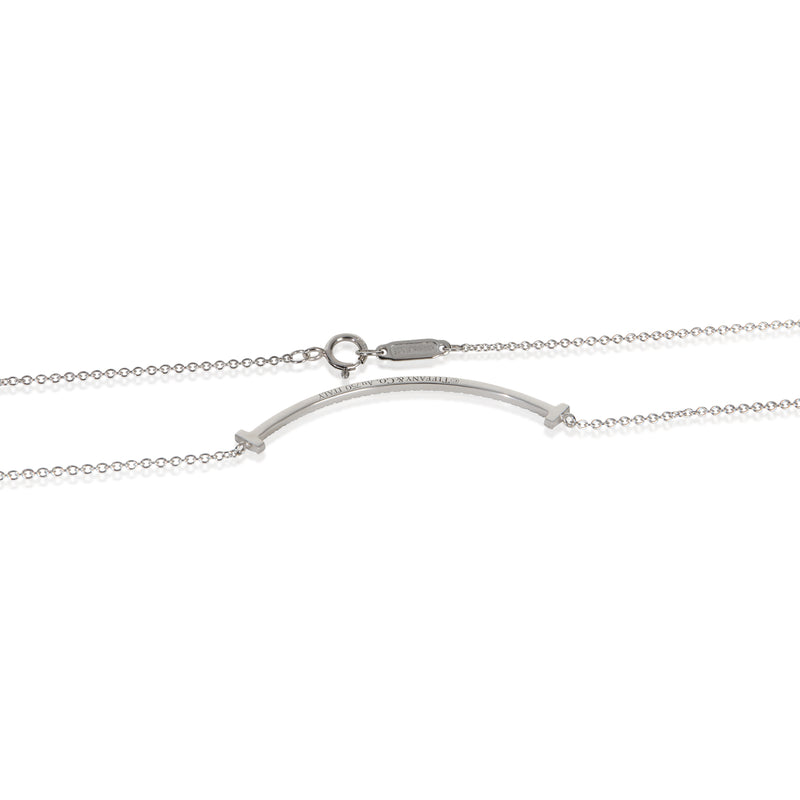 Tiffany & Co. White Gold Diamond Small Model T Smile Necklace 18k