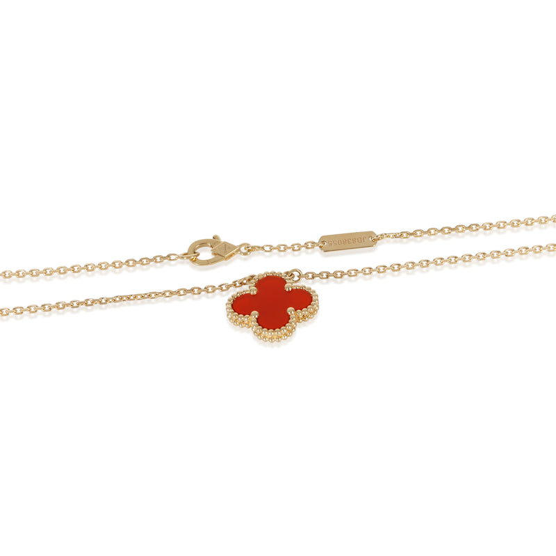 Van Cleef & Arpels Yellow Gold Carnelian Vintage Alhambra Pendant 18k