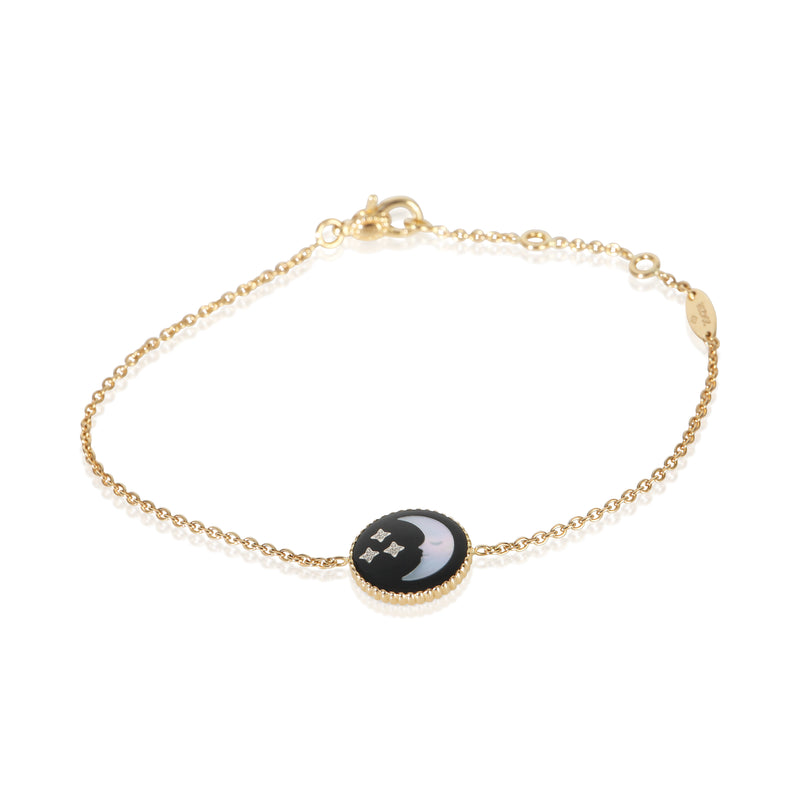 Christian Dior Yellow Gold Mother Of Pearl And Onyx Rose Celeste Bracelet 18k