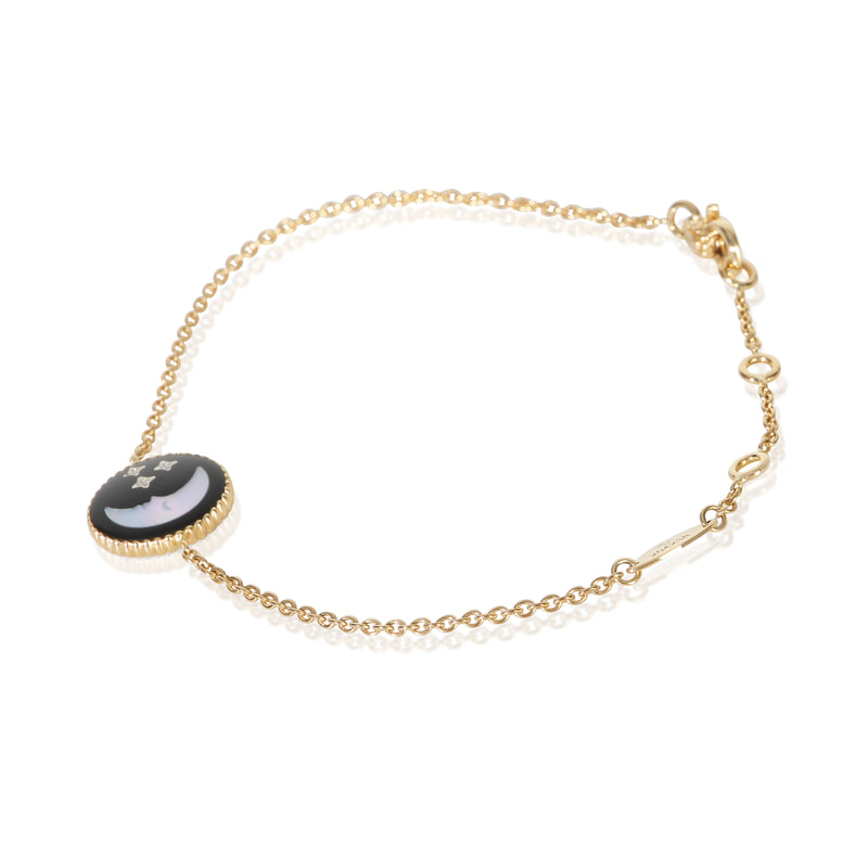Christian Dior Yellow Gold Mother Of Pearl And Onyx Rose Celeste Bracelet 18k