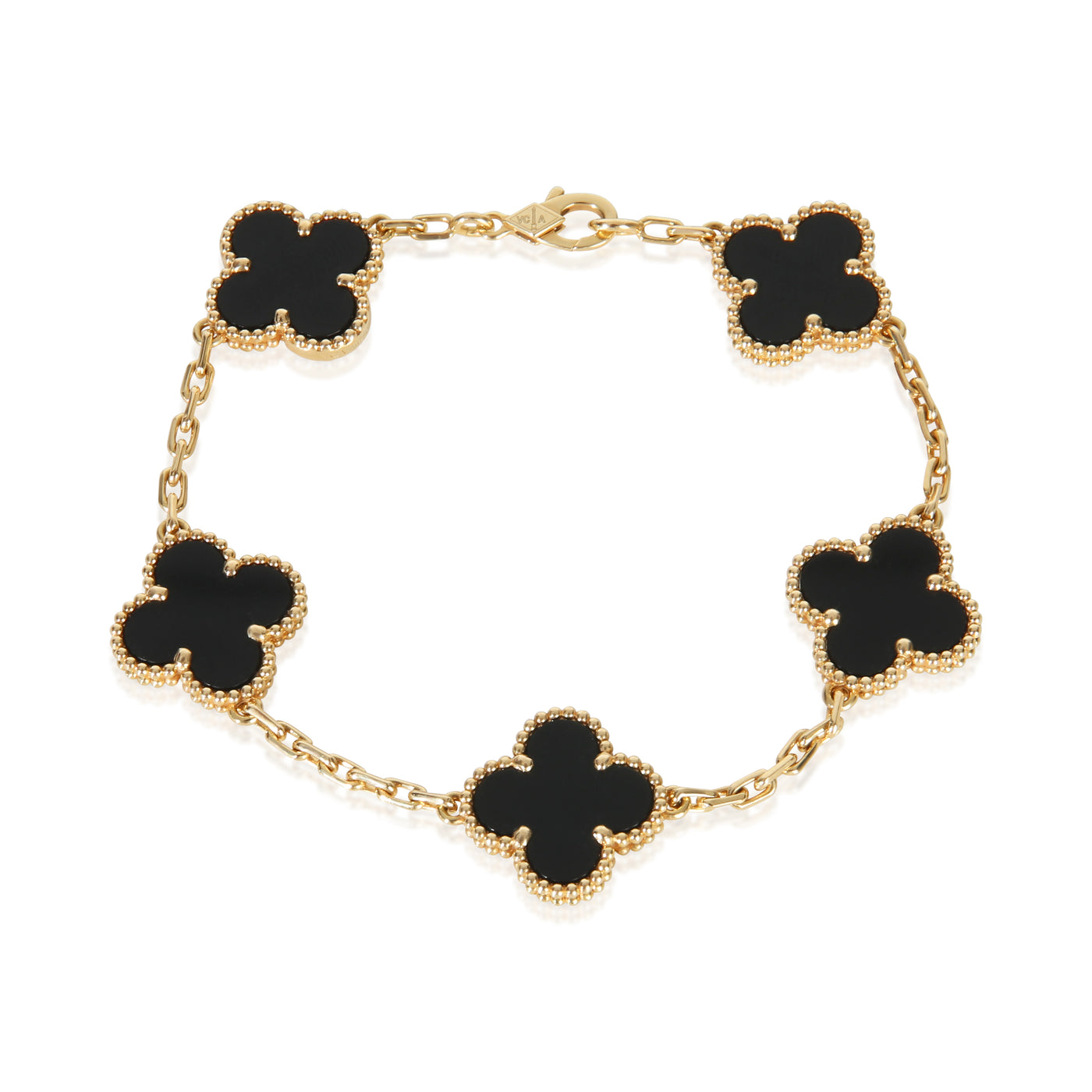 Van Cleef & Arpels Yellow Gold Onyx Vintage Alhambra Bracelet 18k