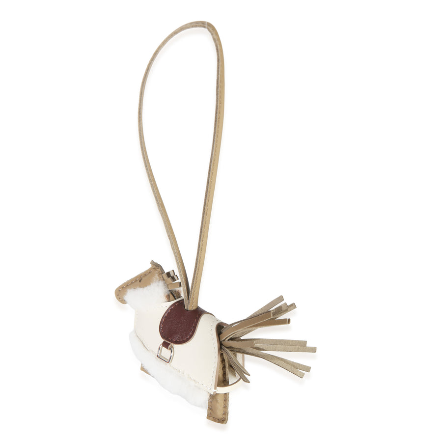 Hermès Beige Marfa Terre Craie Ecru Rodeo Robeo Plush Charm Pm Beige, Neutral Leather Bag Charms