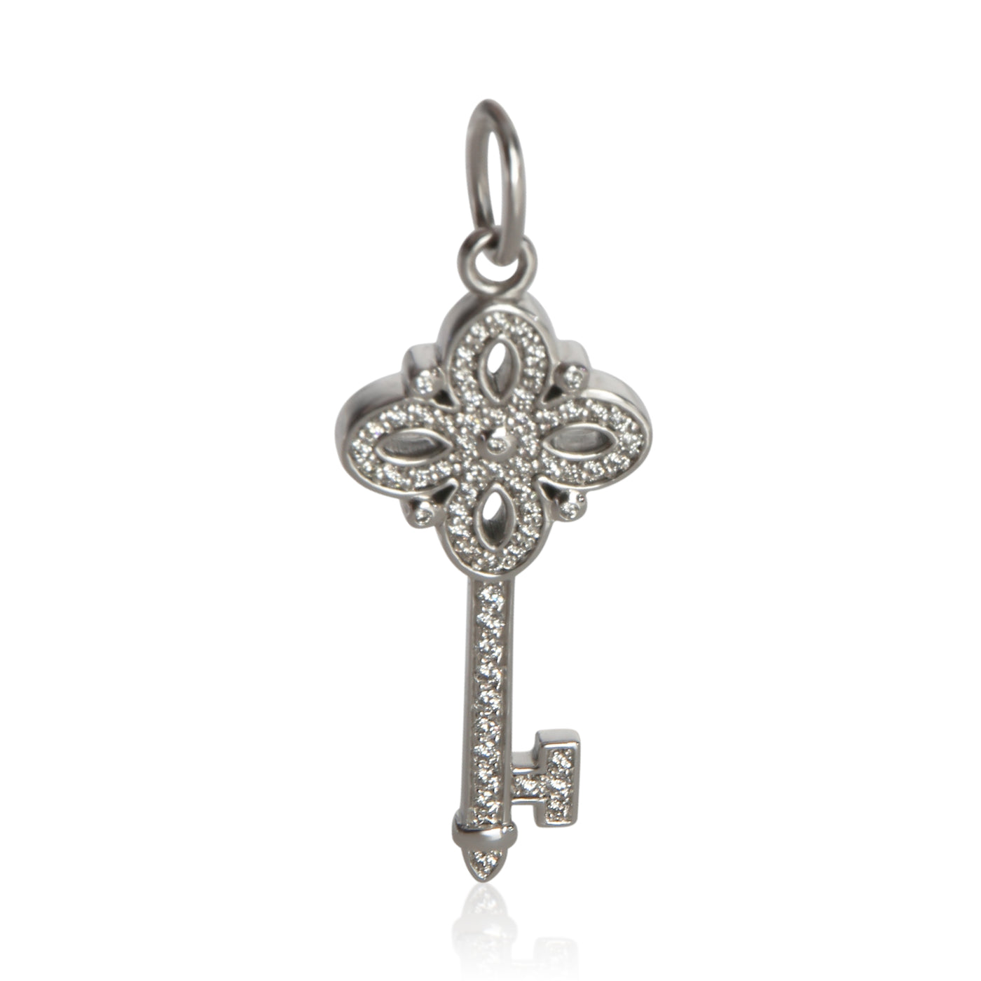 Tiffany & Co. White Gold Diamond Mini Victoria Key Pendant 18k