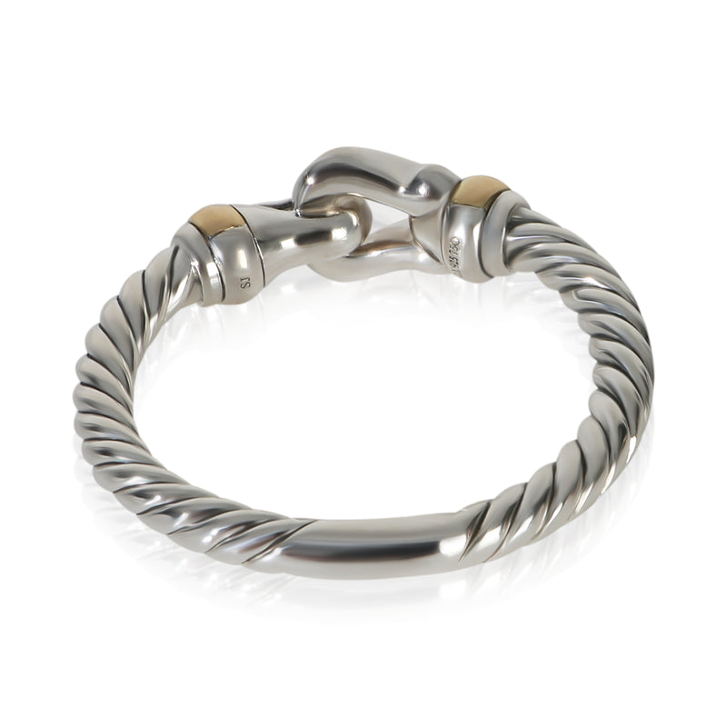 David Yurman Yellow Gold & Sterling Silver Diamond Cable Buckle Ring 18k