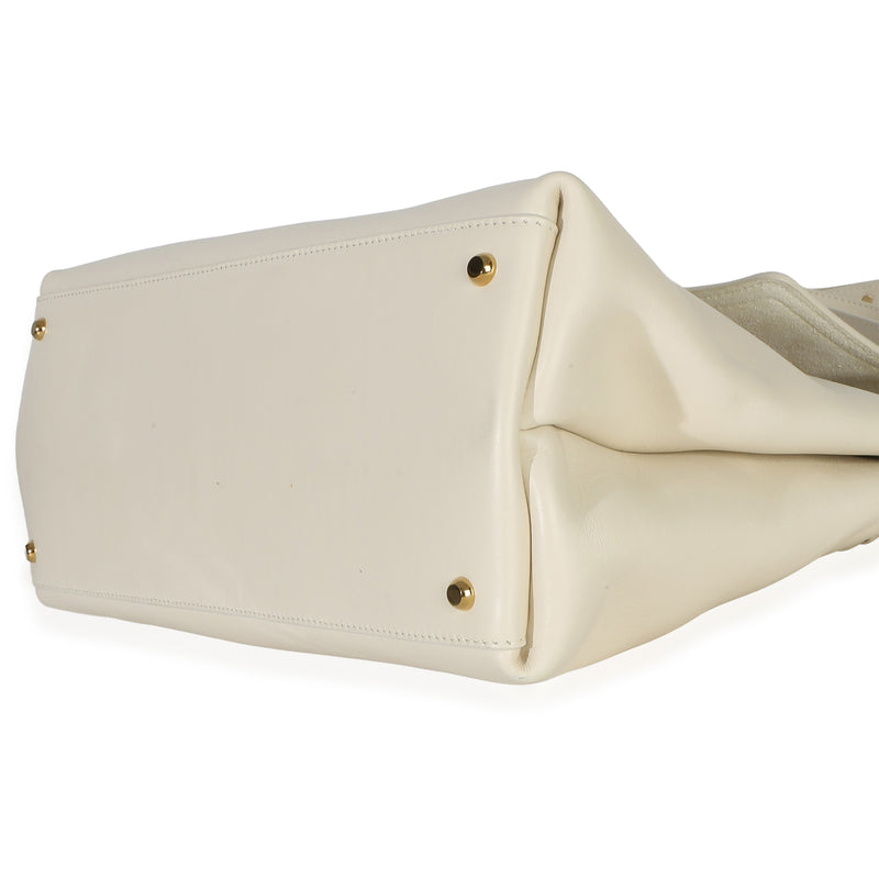 Bottega Veneta Cream Silky Calfskin Medium Ciao Neutral Leather Bag