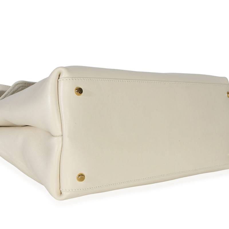 Bottega Veneta Cream Silky Calfskin Medium Ciao Neutral Leather Bag