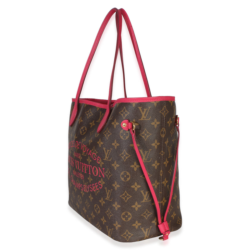 Louis Vuitton Rose Indien Monogram Articles De Voyage Ikat Neverfull Mm Brown; Pink Canvas Bag