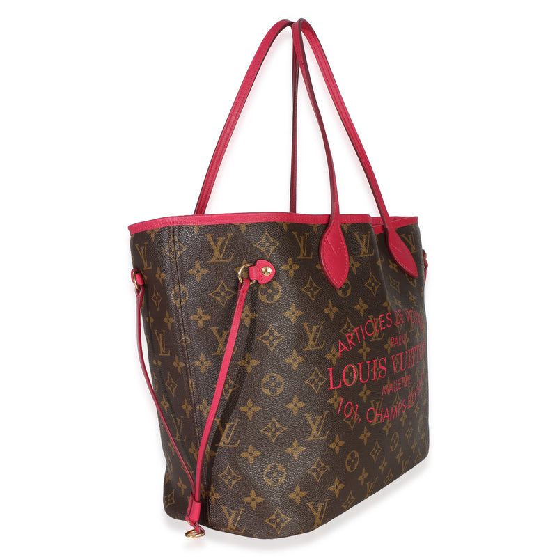 Louis Vuitton Rose Indien Monogram Articles De Voyage Ikat Neverfull Mm Brown; Pink Canvas Bag