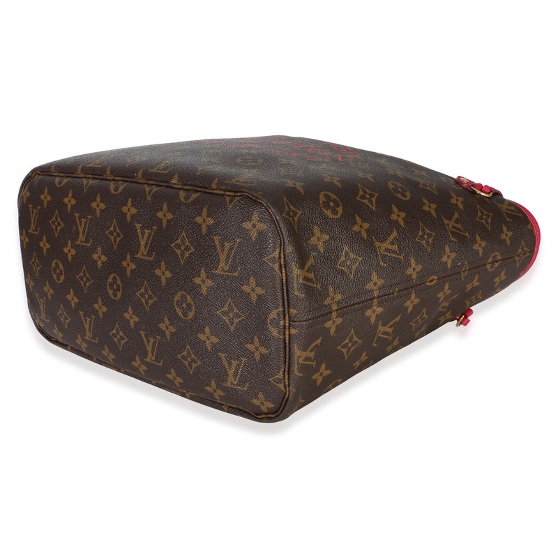 Louis Vuitton Rose Indien Monogram Articles De Voyage Ikat Neverfull Mm Brown; Pink Canvas Bag
