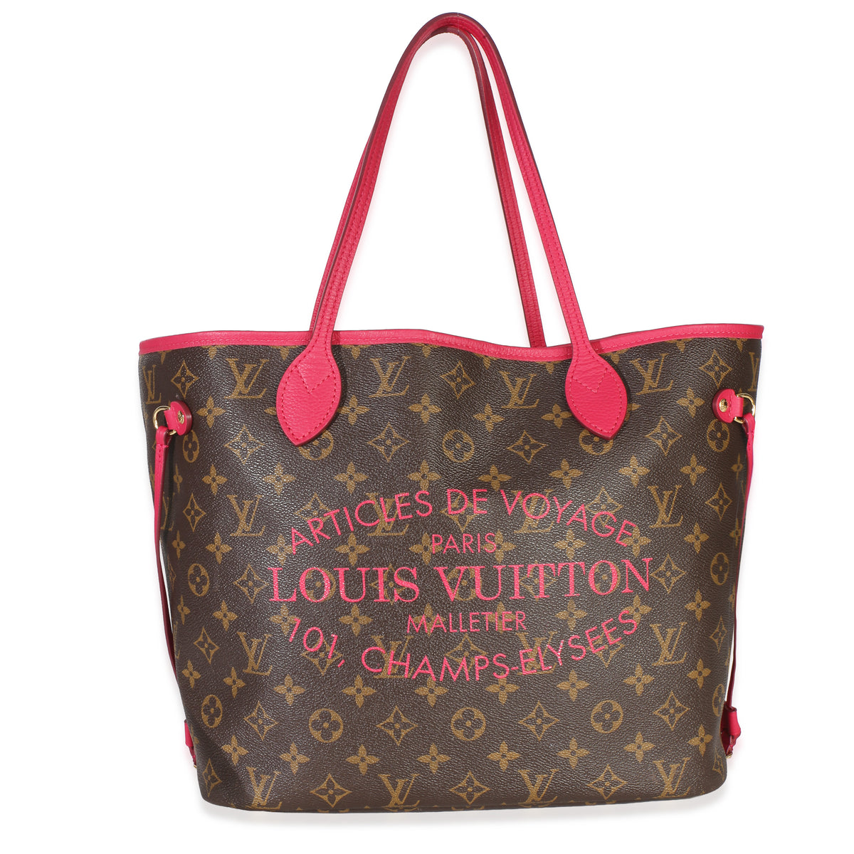 Louis Vuitton Rose Indien Monogram Articles De Voyage Ikat Neverfull Mm Brown; Pink Canvas Bag