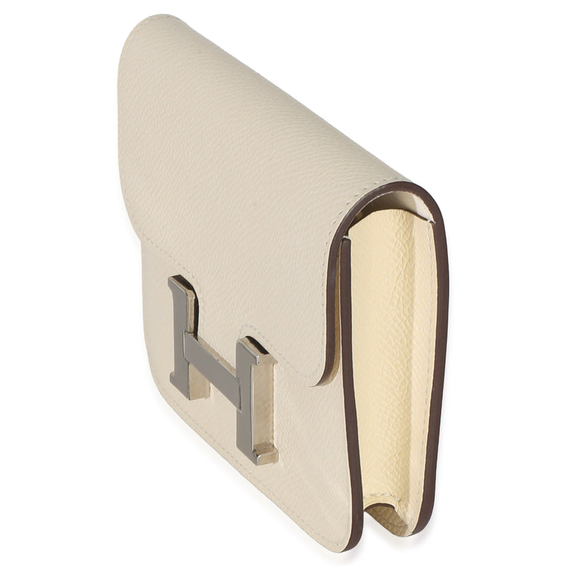 Hermès Nata Epsom Constance Slim Wallet Phw White Leather