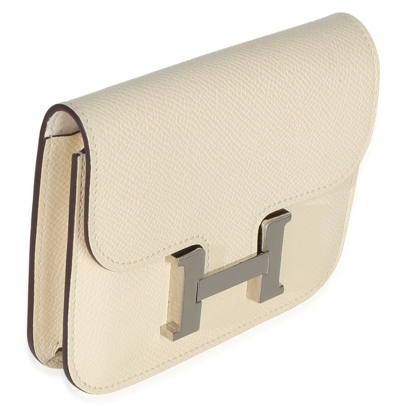 Hermès Nata Epsom Constance Slim Wallet Phw White Leather