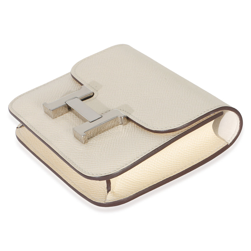 Hermès Nata Epsom Constance Slim Wallet Phw White Leather