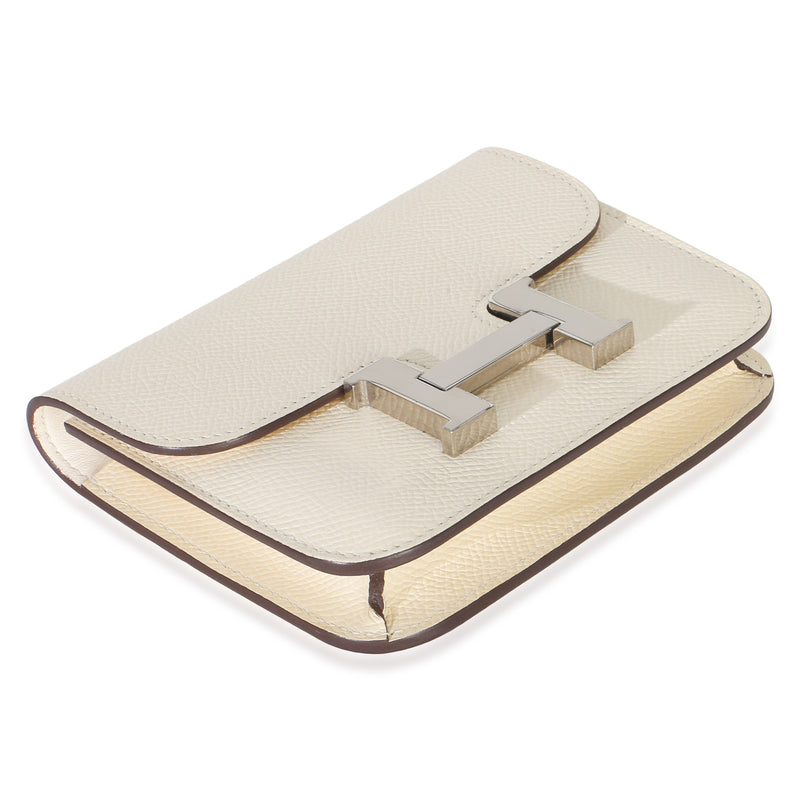 Hermès Nata Epsom Constance Slim Wallet Phw White Leather