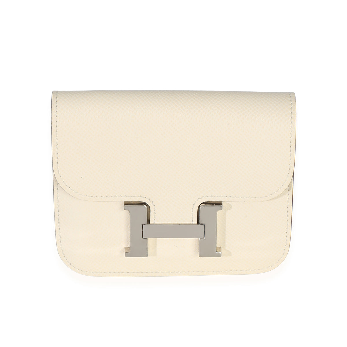Hermès Nata Epsom Constance Slim Wallet Phw White Leather