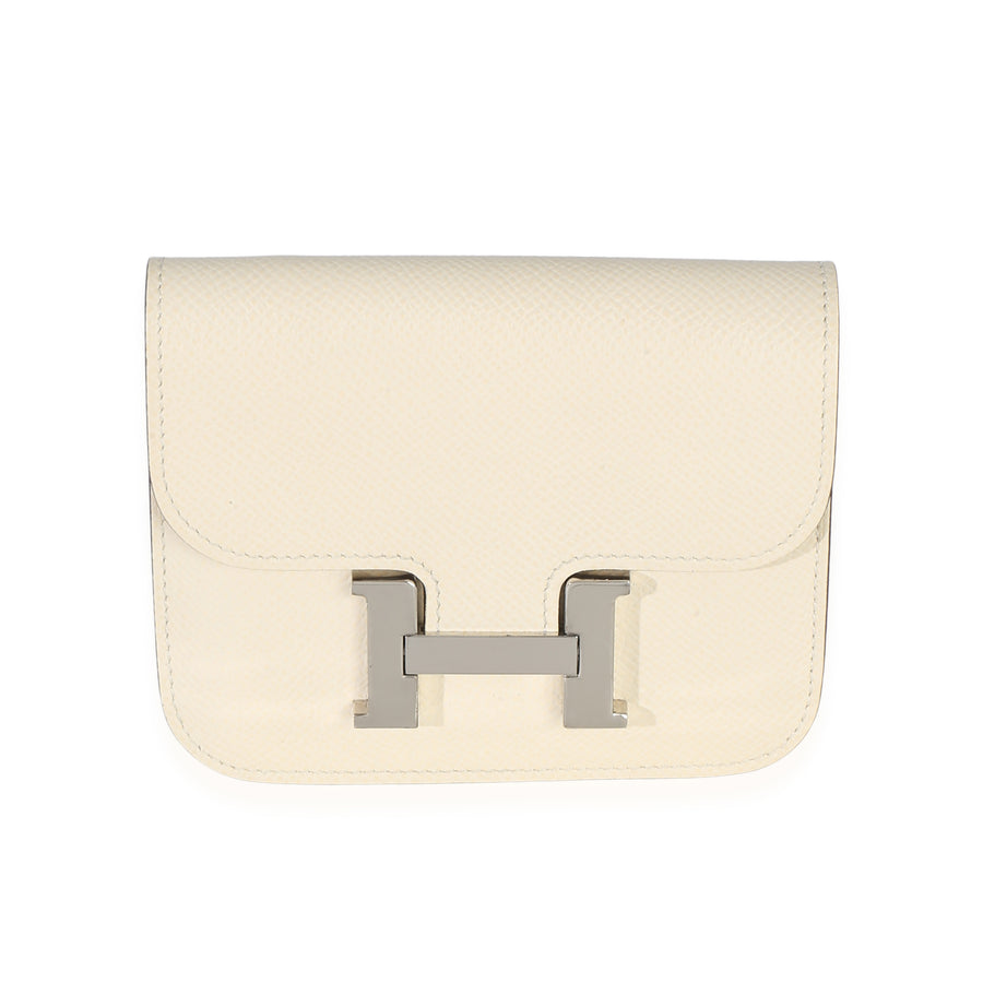 Hermès Nata Epsom Constance Slim Wallet Phw White Leather
