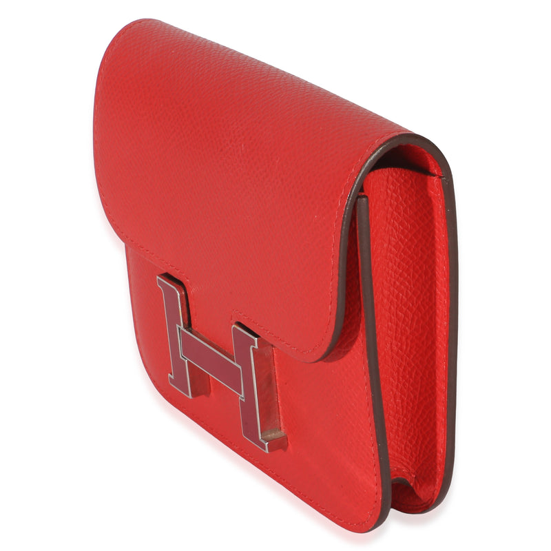 Hermès Epsom Rouge De Coeur Constance Slim Wallet Phw Red Leather