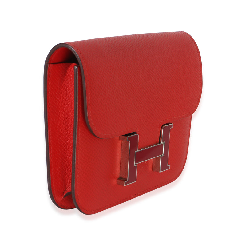 Hermès Epsom Rouge De Coeur Constance Slim Wallet Phw Red Leather