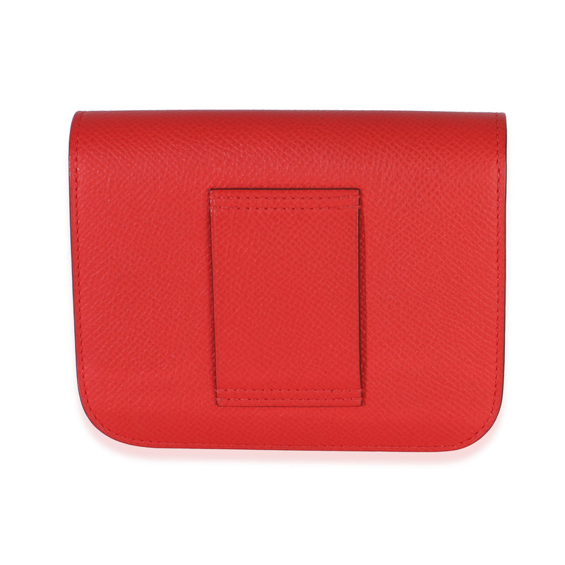 Hermès Epsom Rouge De Coeur Constance Slim Wallet Phw Red Leather