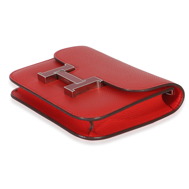 Hermès Epsom Rouge De Coeur Constance Slim Wallet Phw Red Leather