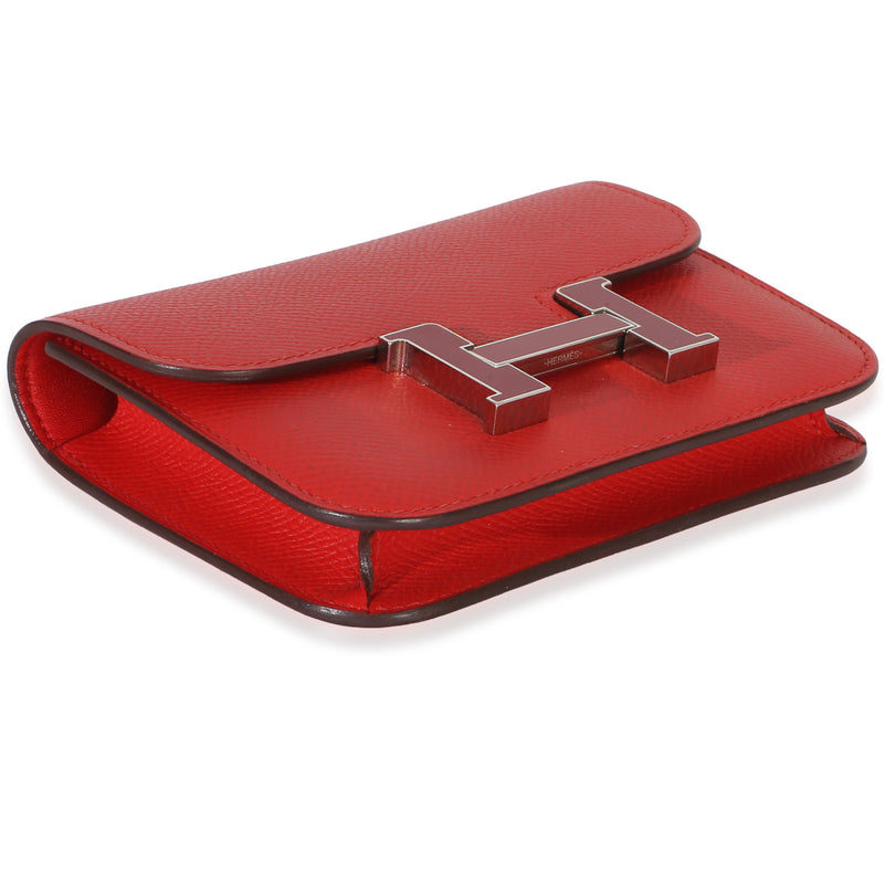 Hermès Epsom Rouge De Coeur Constance Slim Wallet Phw Red Leather