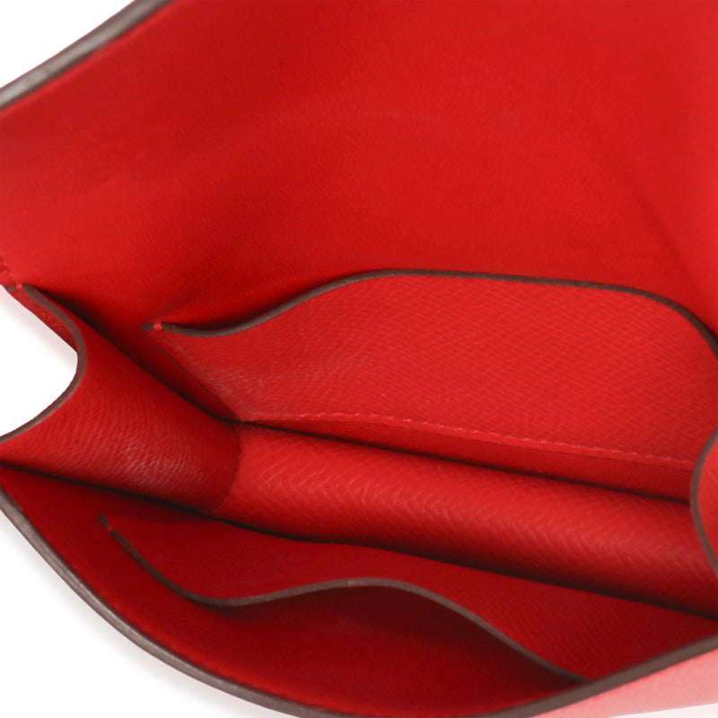 Hermès Epsom Rouge De Coeur Constance Slim Wallet Phw Red Leather