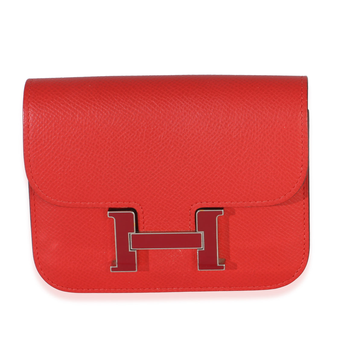Hermès Epsom Rouge De Coeur Constance Slim Wallet Phw Red Leather